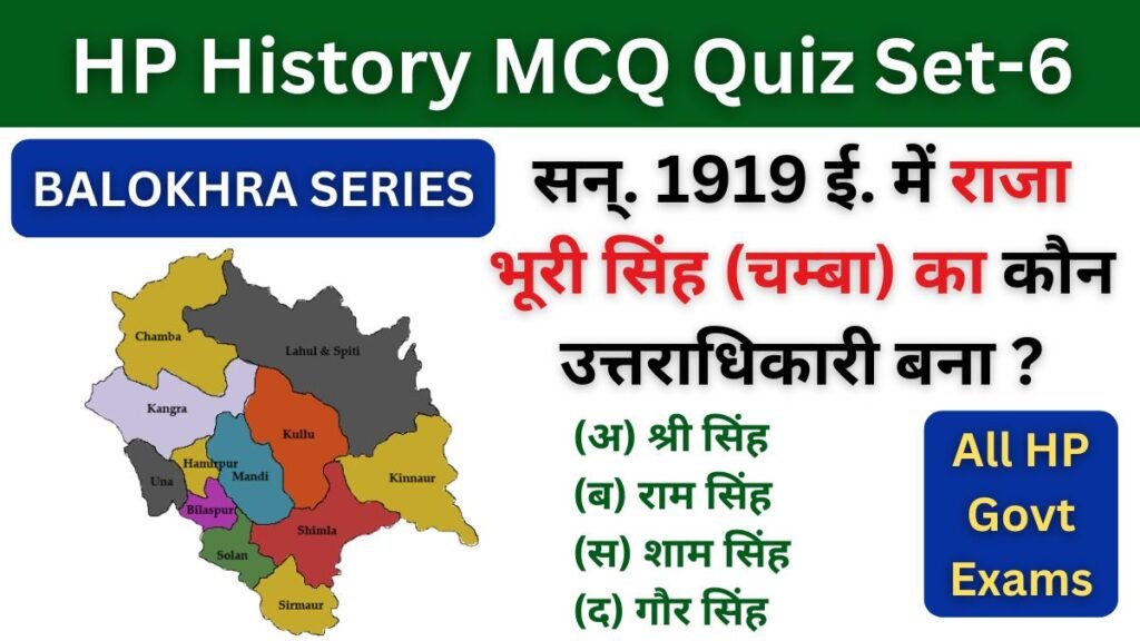 HP History MCQ Quiz Set-6  Most Important HP GK Questions Quiz for All HP Govt Exams