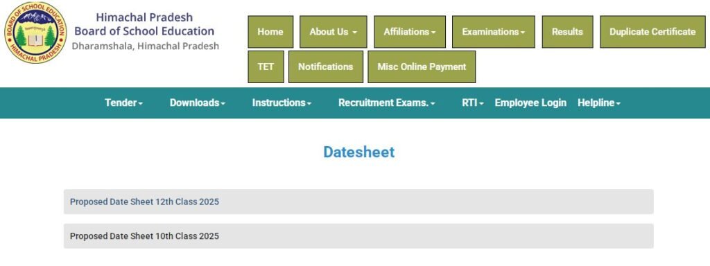 HP Board Date Sheet March 2025 Download 10th, 12th Class Exam Schedule