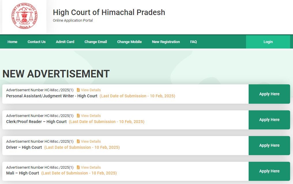 HP High Court Clerk Recruitment 2025 Notification Out For Various Posts