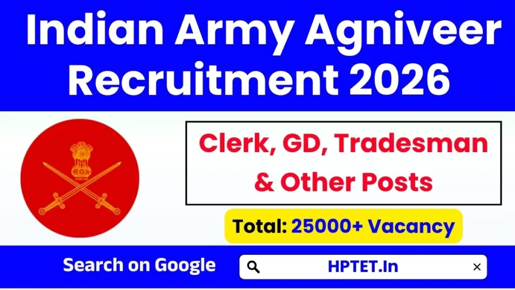 Indian Army Agniveer Recruitment 2026 Apply Now for Clerk, GD, Tradesman & Other Posts Indian Army Agniveer Recruitment 2026