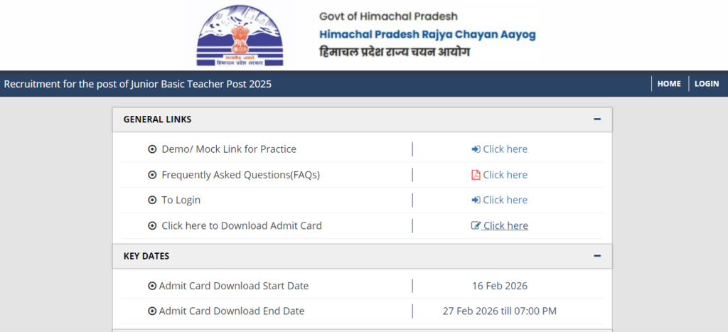 HP JBT Exam Admit Card 2026 Out Download Link Here HP JBT Exam Admit Card 2026 Out Download Link Here
