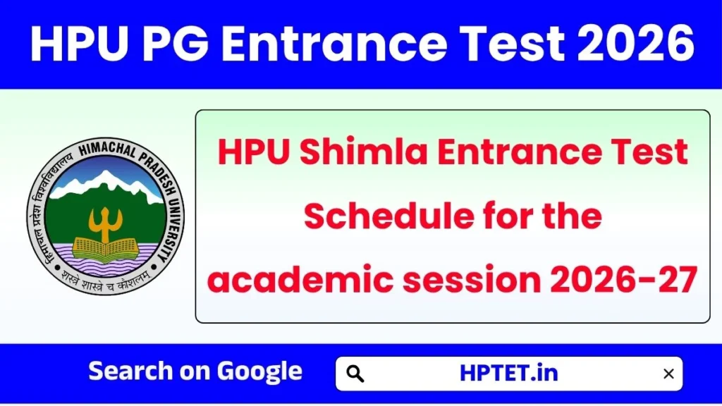 HPU PG Entrance Test Schedule 2026-27