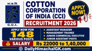 Cotton Corporation of India (CCI) Recruitment 2026 Apply Now For 148 Various Posts Cotton Corporation of India (CCI) Recruitment 2026