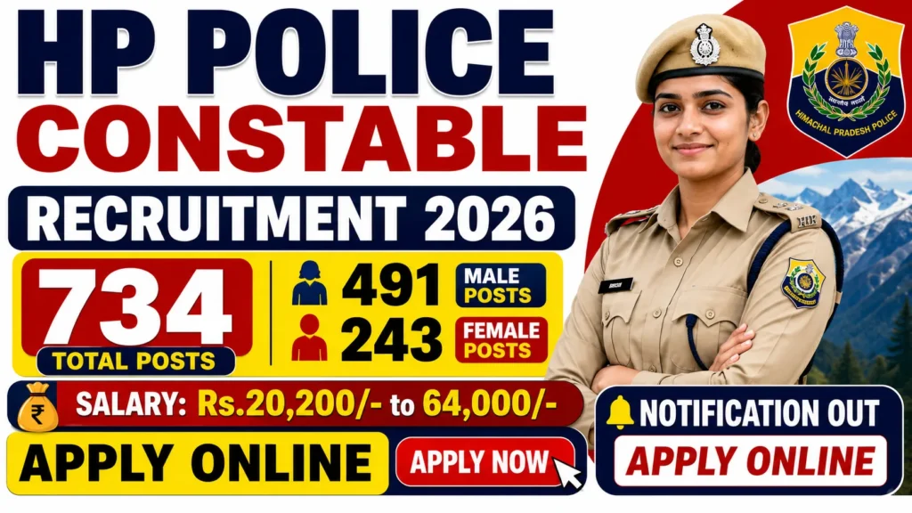 HPPSC Police Constable Recruitment 2026 Apply Online for 734 Posts HPPSC Police Constable Recruitment 2026 Apply Online for 734 Posts